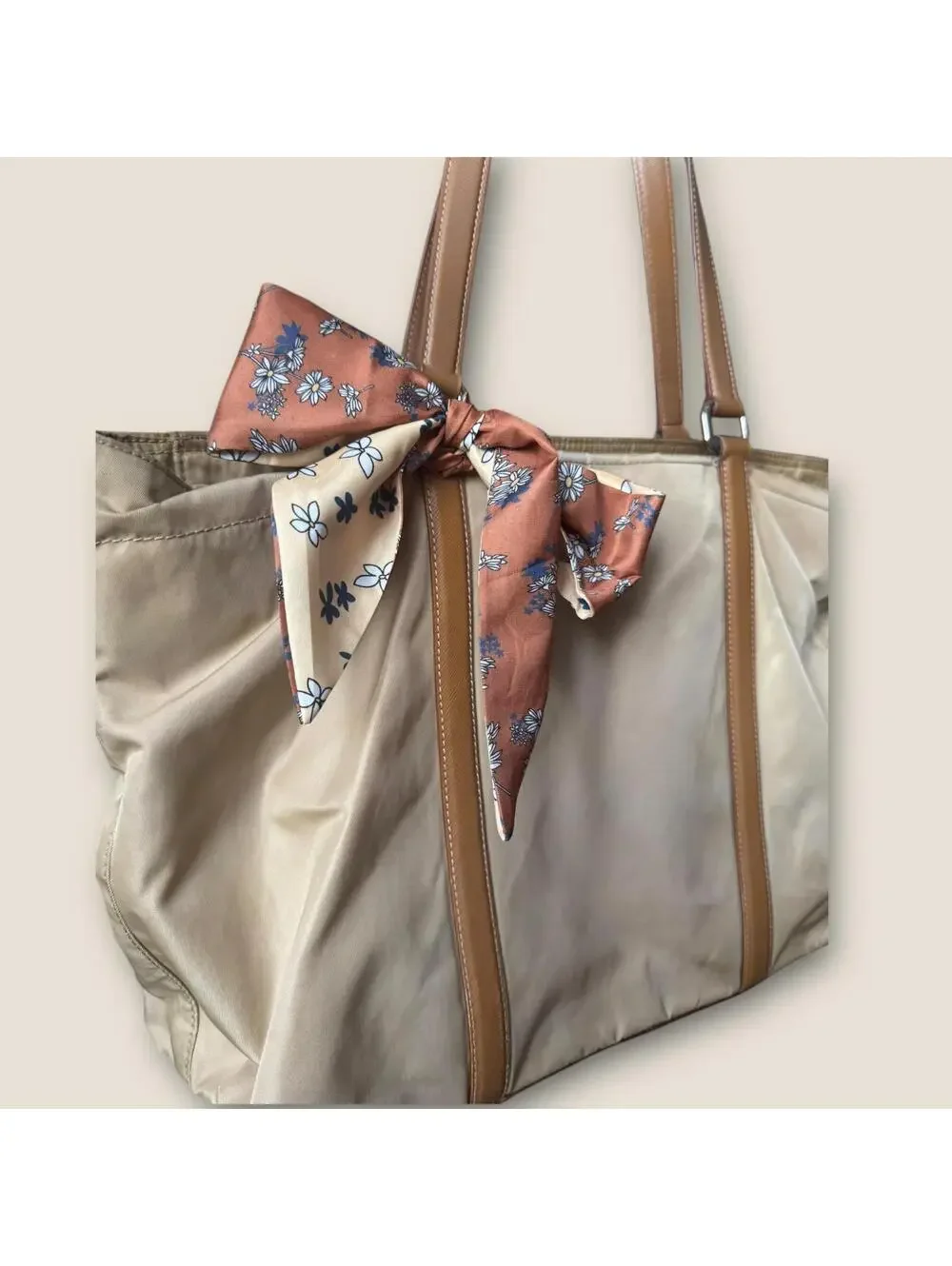 Prada | Bags | Y2k Archive Prada Nylon Tote Khaki Brown Leather 
